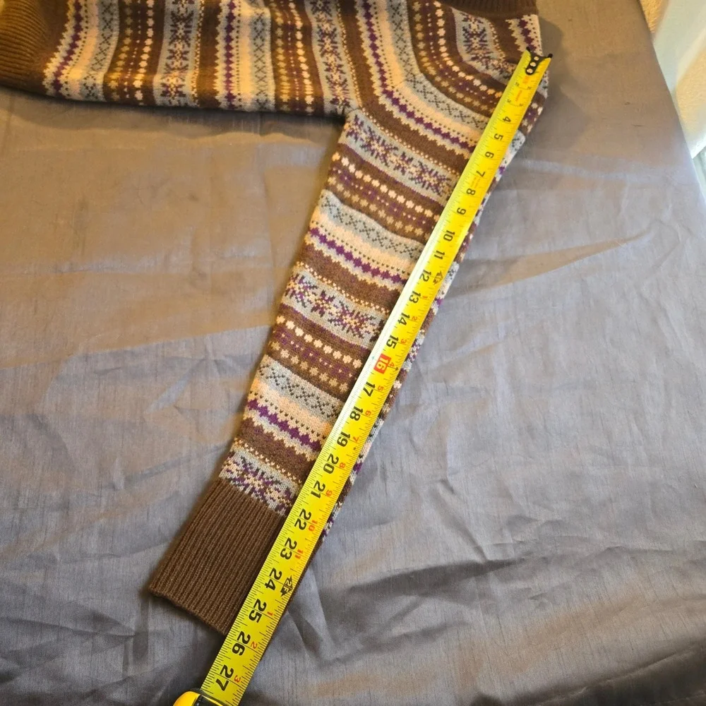 Calvin Klein Fair Isle Long Sleeve‎ Crew Neck Sweater Women's M Brown EUC